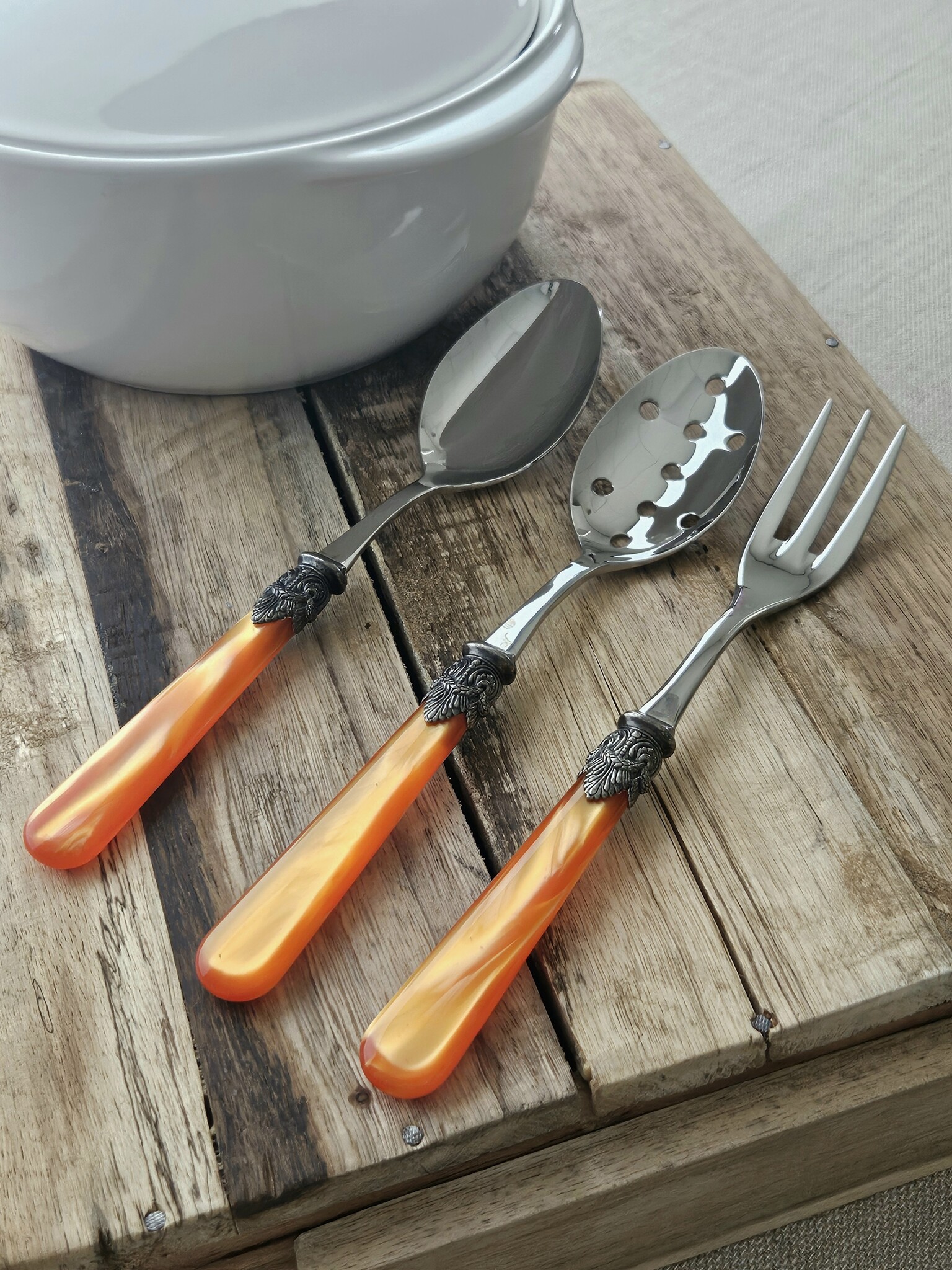 Tenedor para servir, Naranja (brillo nácar)