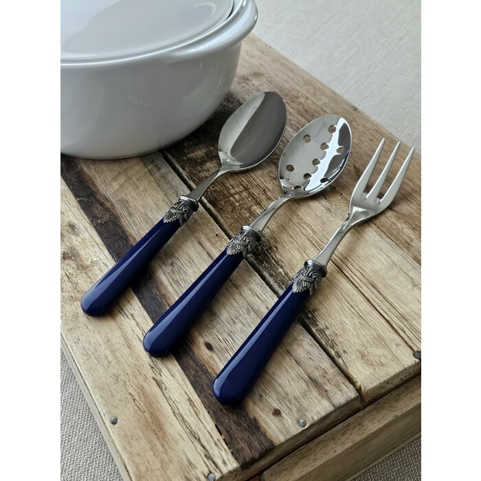 Slotted serving spoon, Blue (matte)