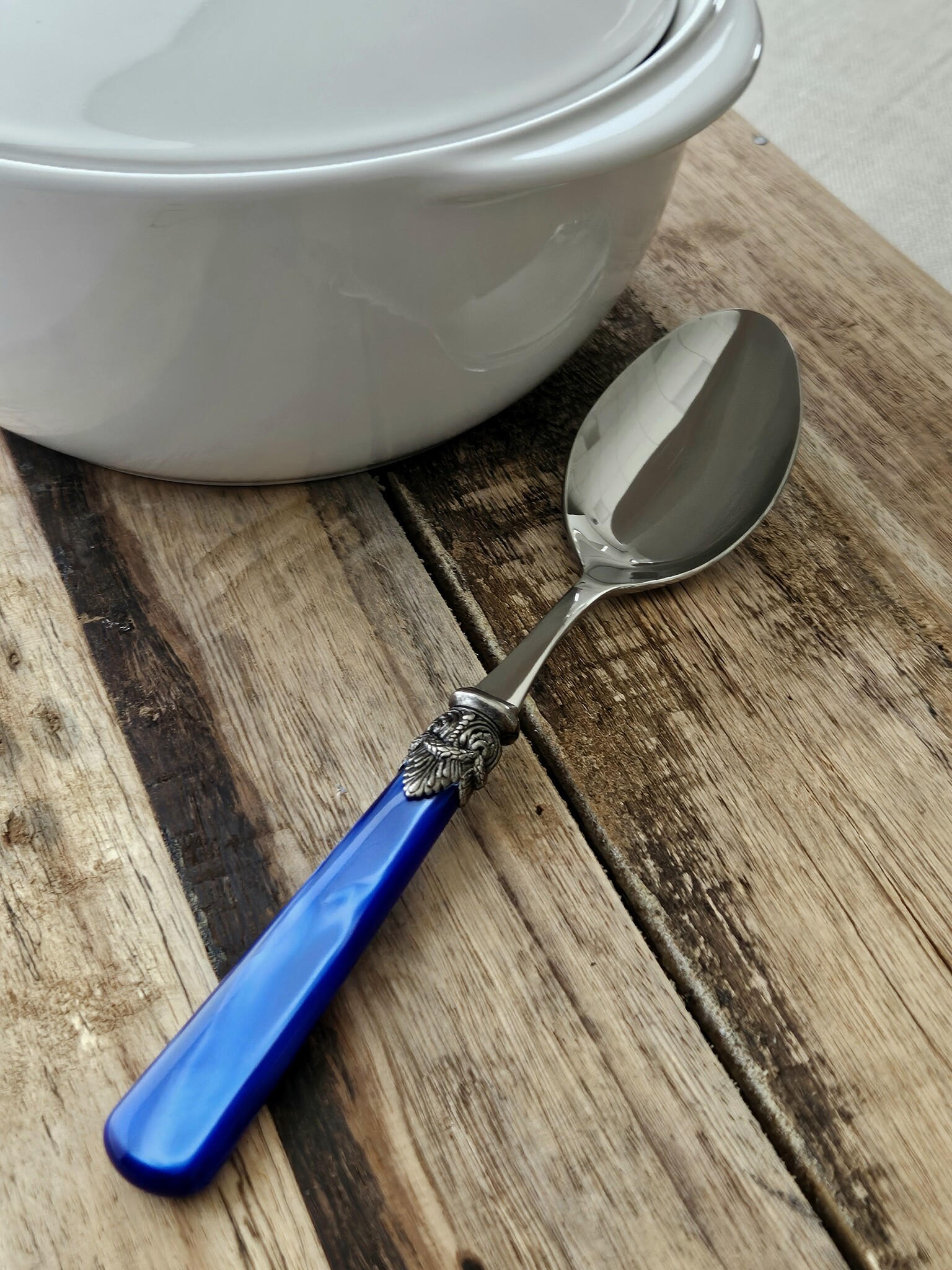 Serving spoon, Blue (mother-of-pearl sheen)