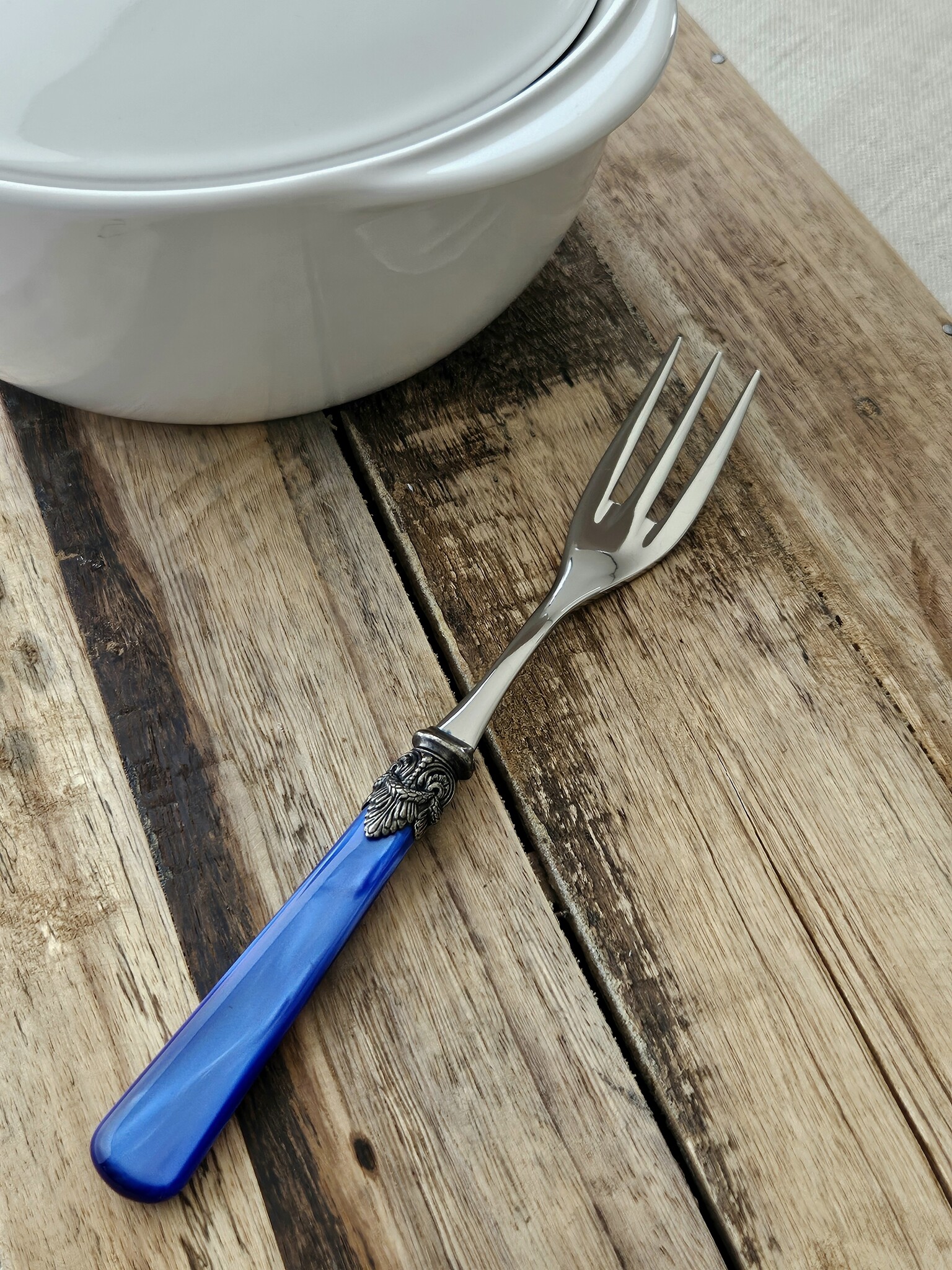 Fourchette de service, Bleu (éclat nacré)