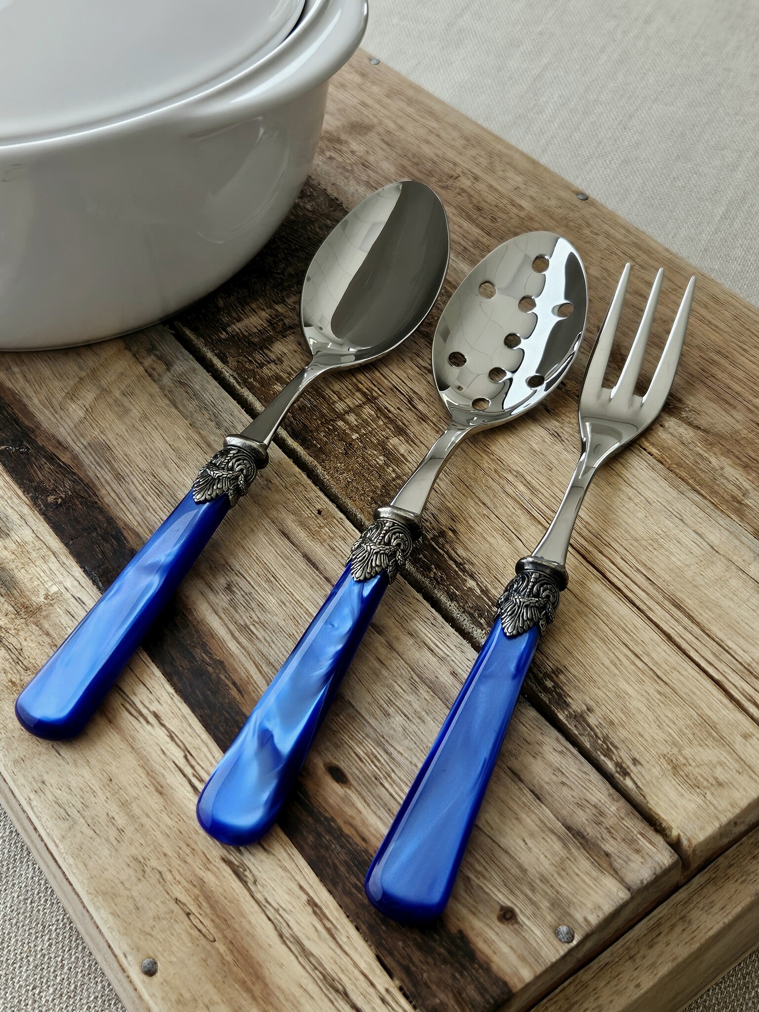 Serving fork, Blue (mother-of-pearl sheen)