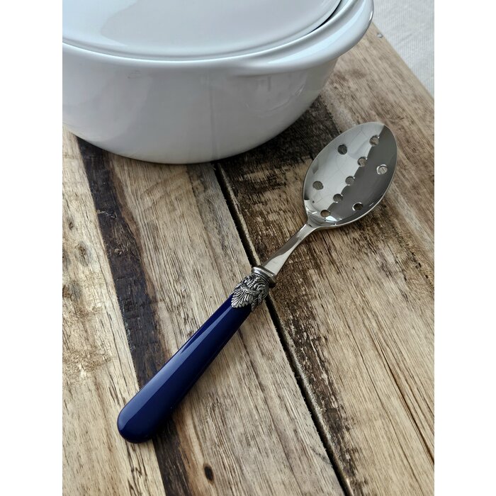 Slotted serving spoon, Blue (matte)