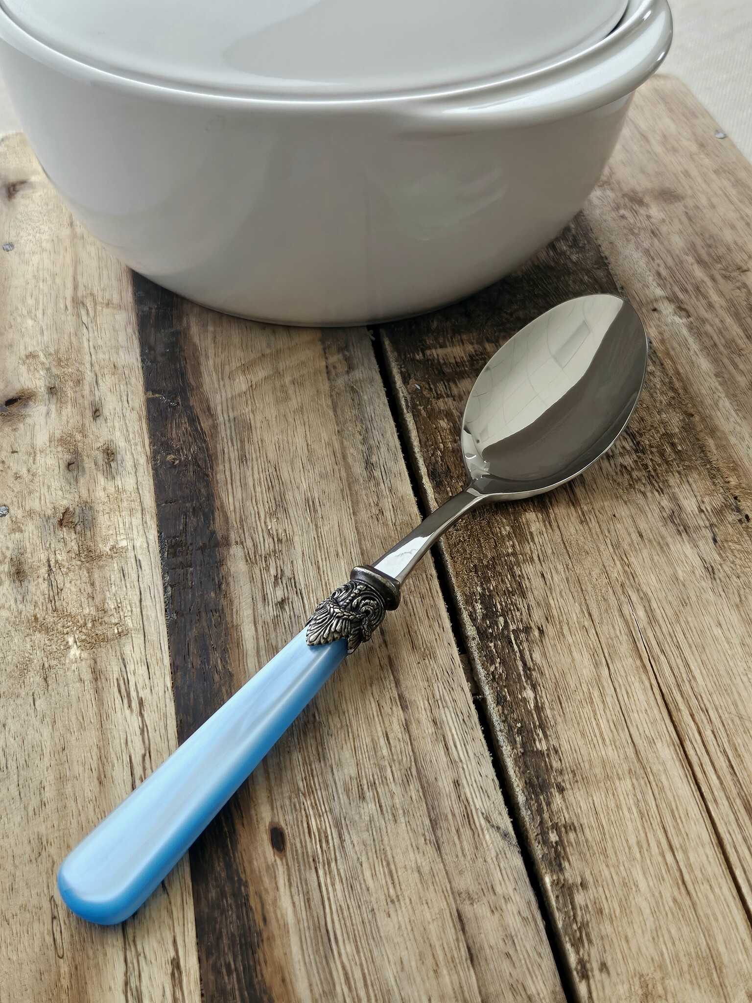 Cuchara para servir, Azul Claro (brillo nácar)