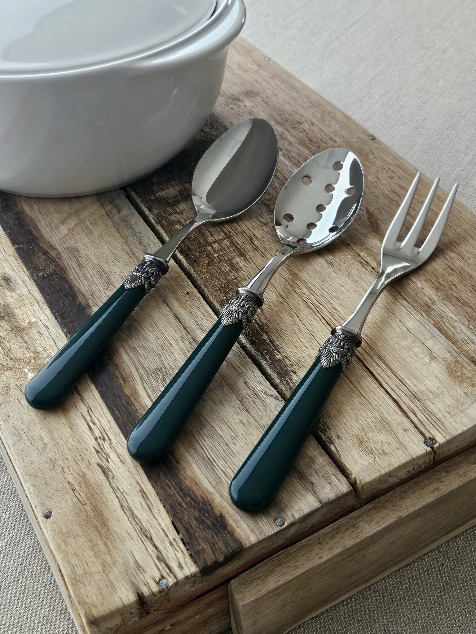 Serving fork, Green (matte)