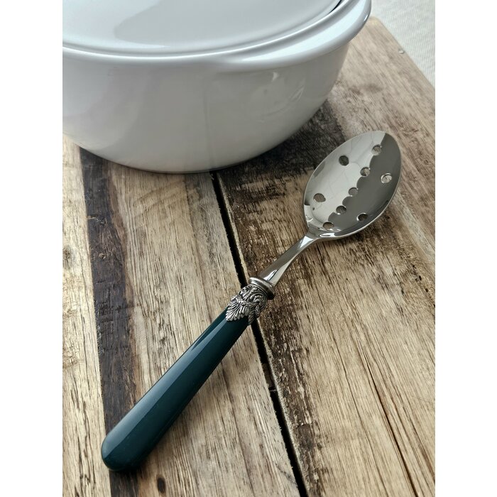 Slotted serving spoon, Green (matte)