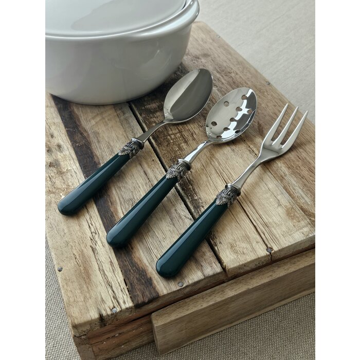 Slotted serving spoon, Green (matte)