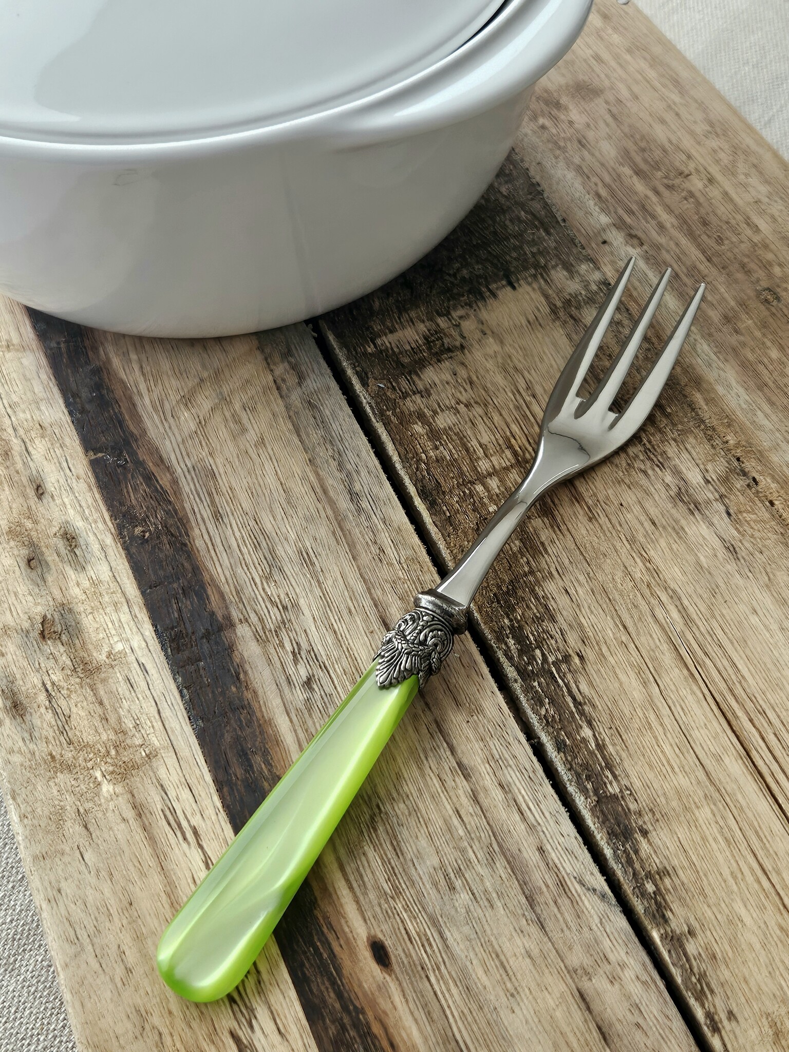 Tenedor para servir, Verde Claro (brillo nácar)