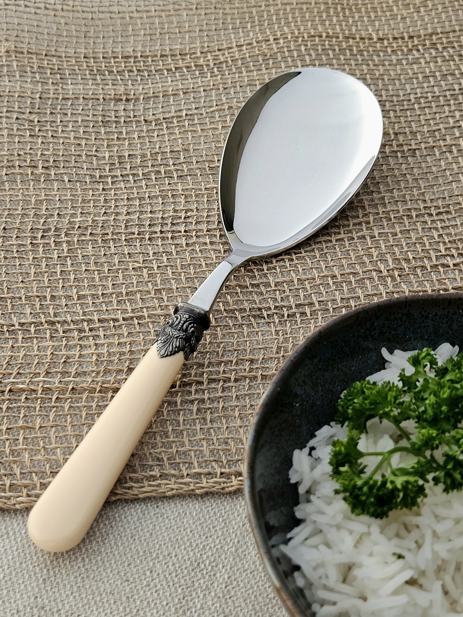Rice serving spoon, Ivory (plain)