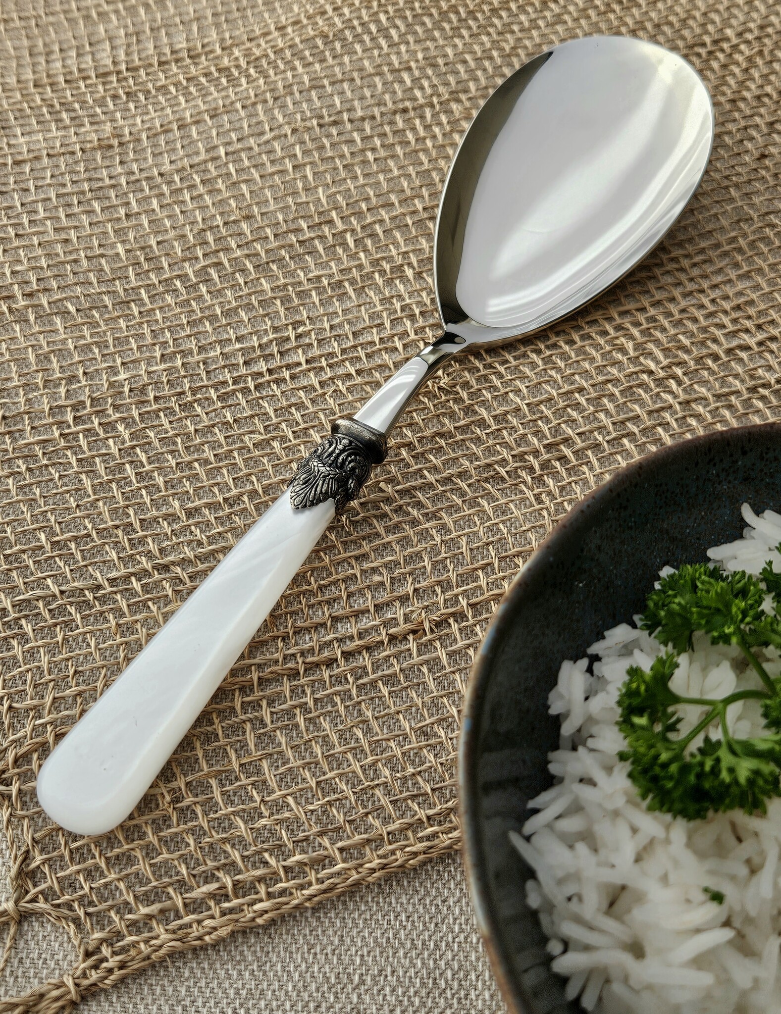 Rice serving spoon, White (mother-of-pearl)