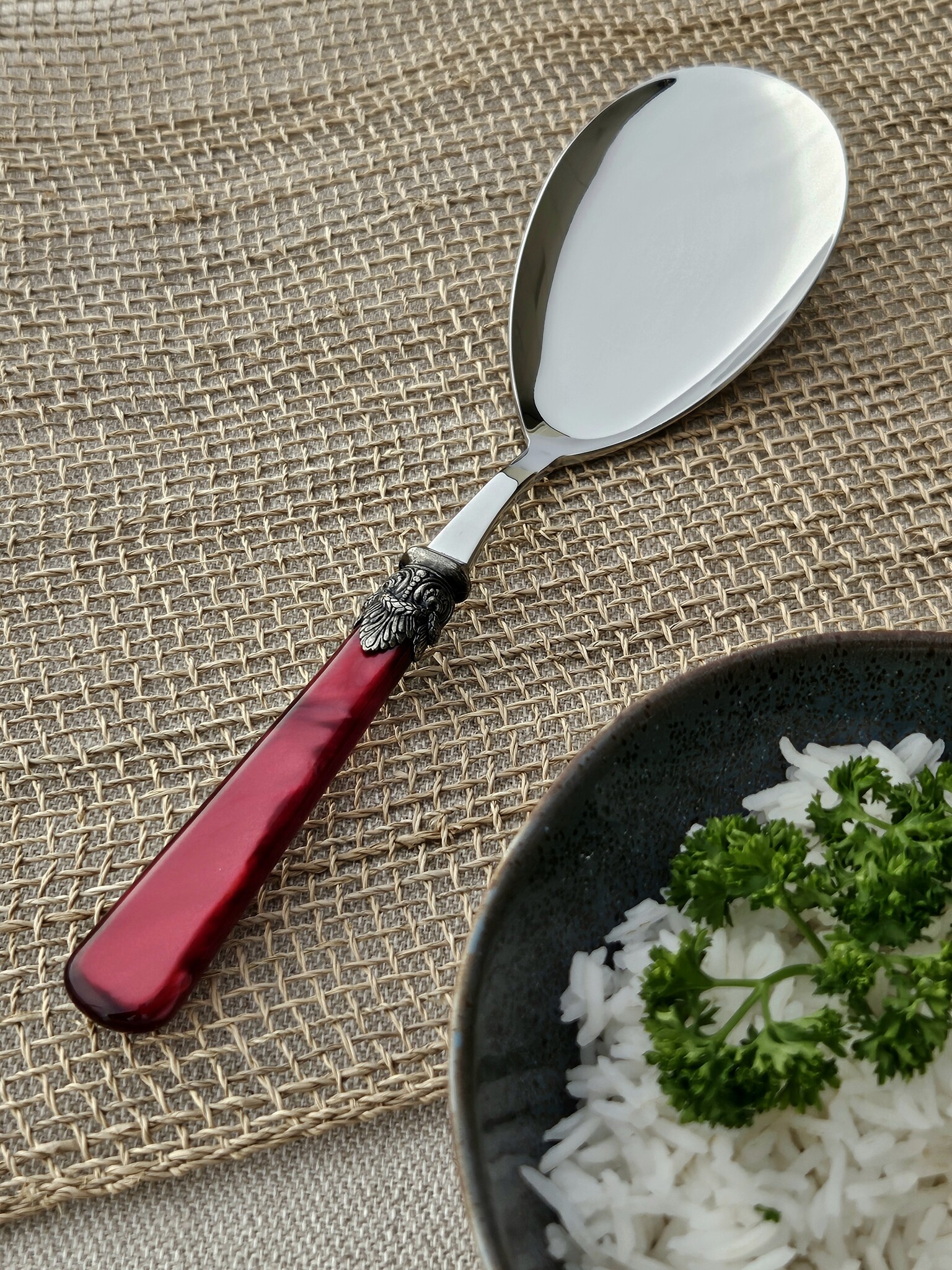 Cuchara para servir arroz, Rojo (nácar)
