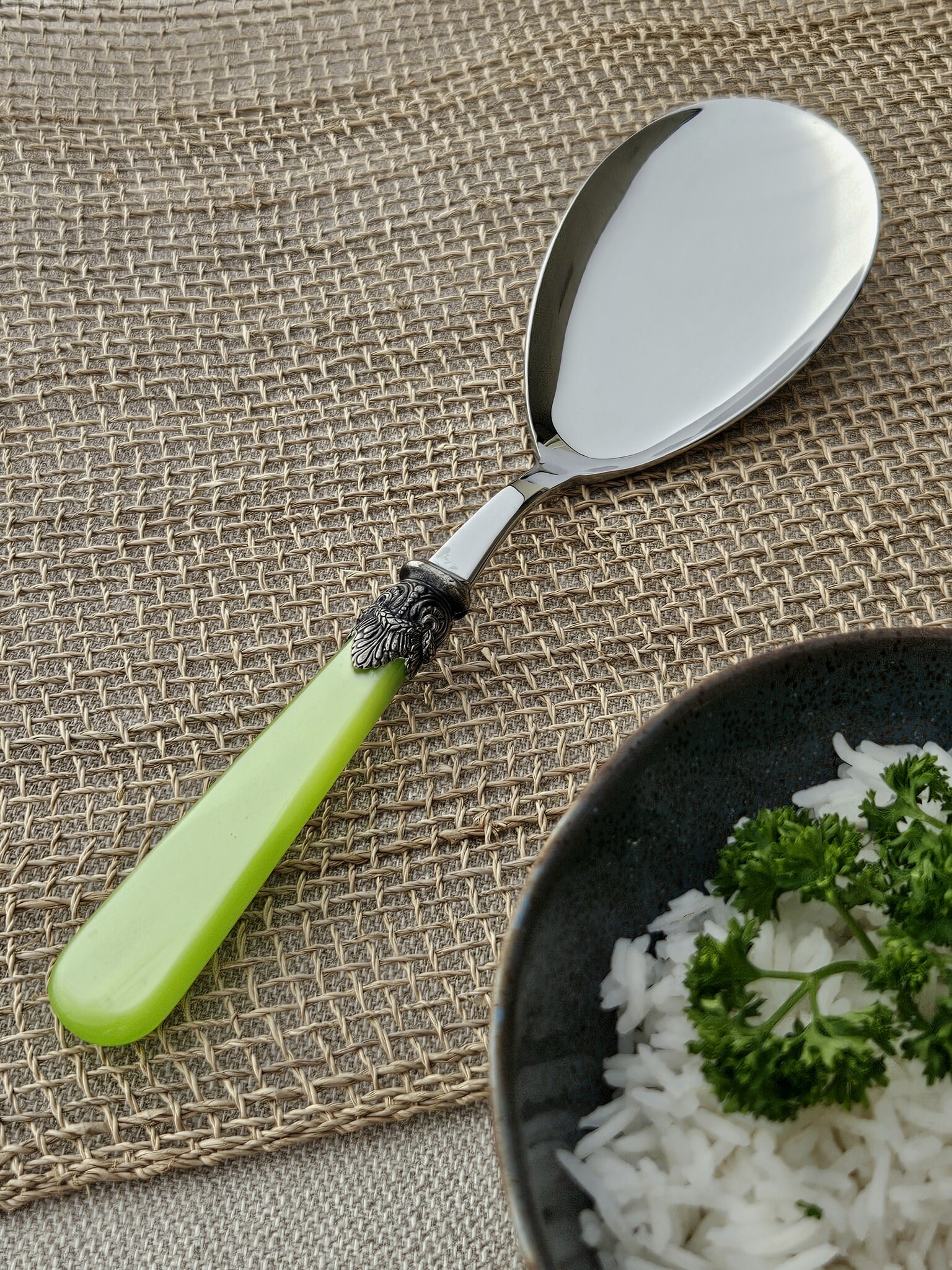 Rice serving spoon, Light Green (mother-of-pearl)