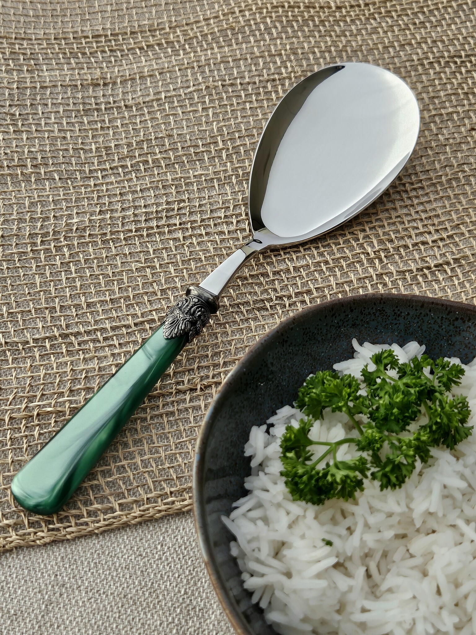 Rice serving spoon, Green (mother-of-pearl)