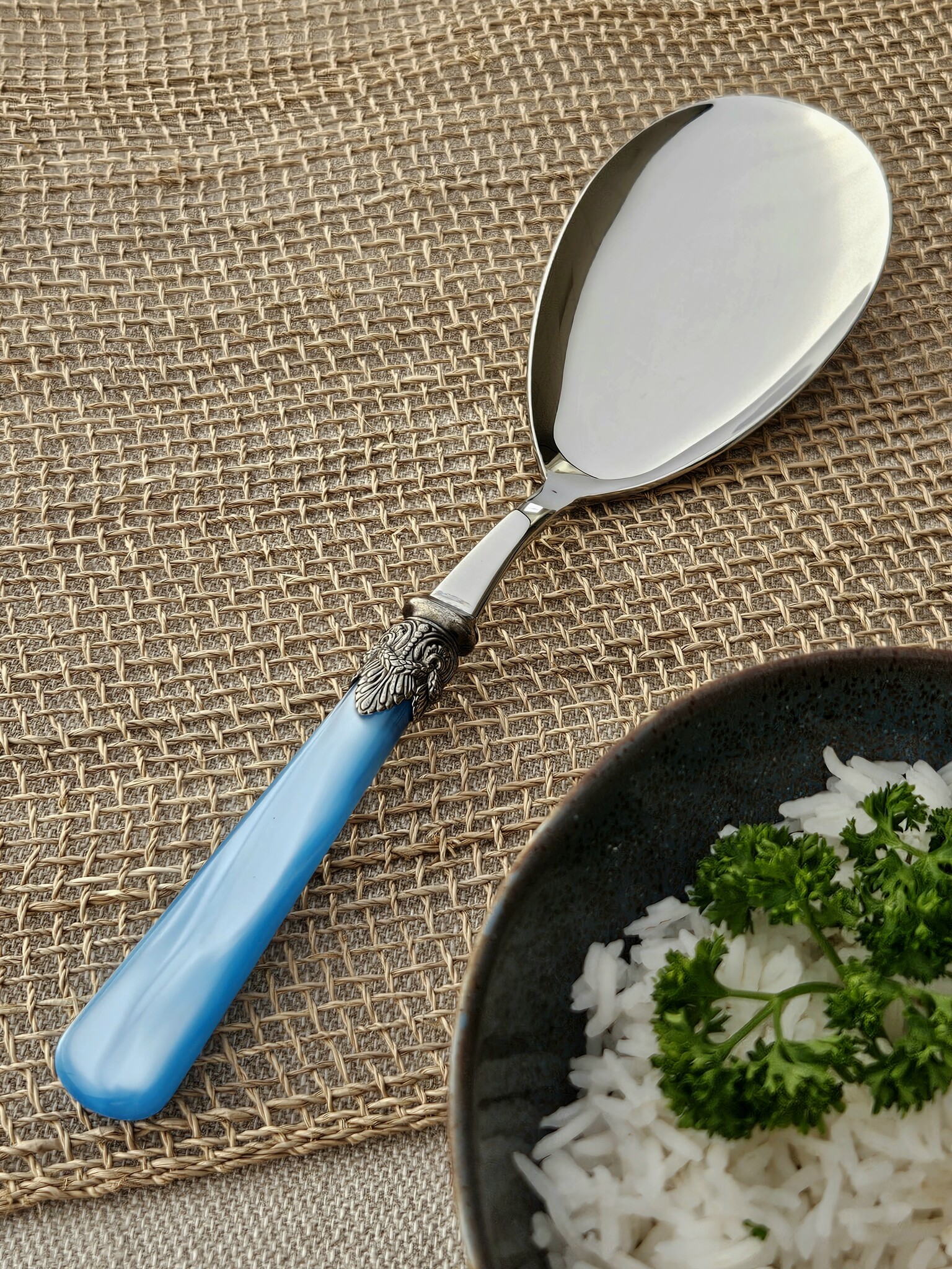 Cuillère à riz, Bleu Clair (éclat nacré)