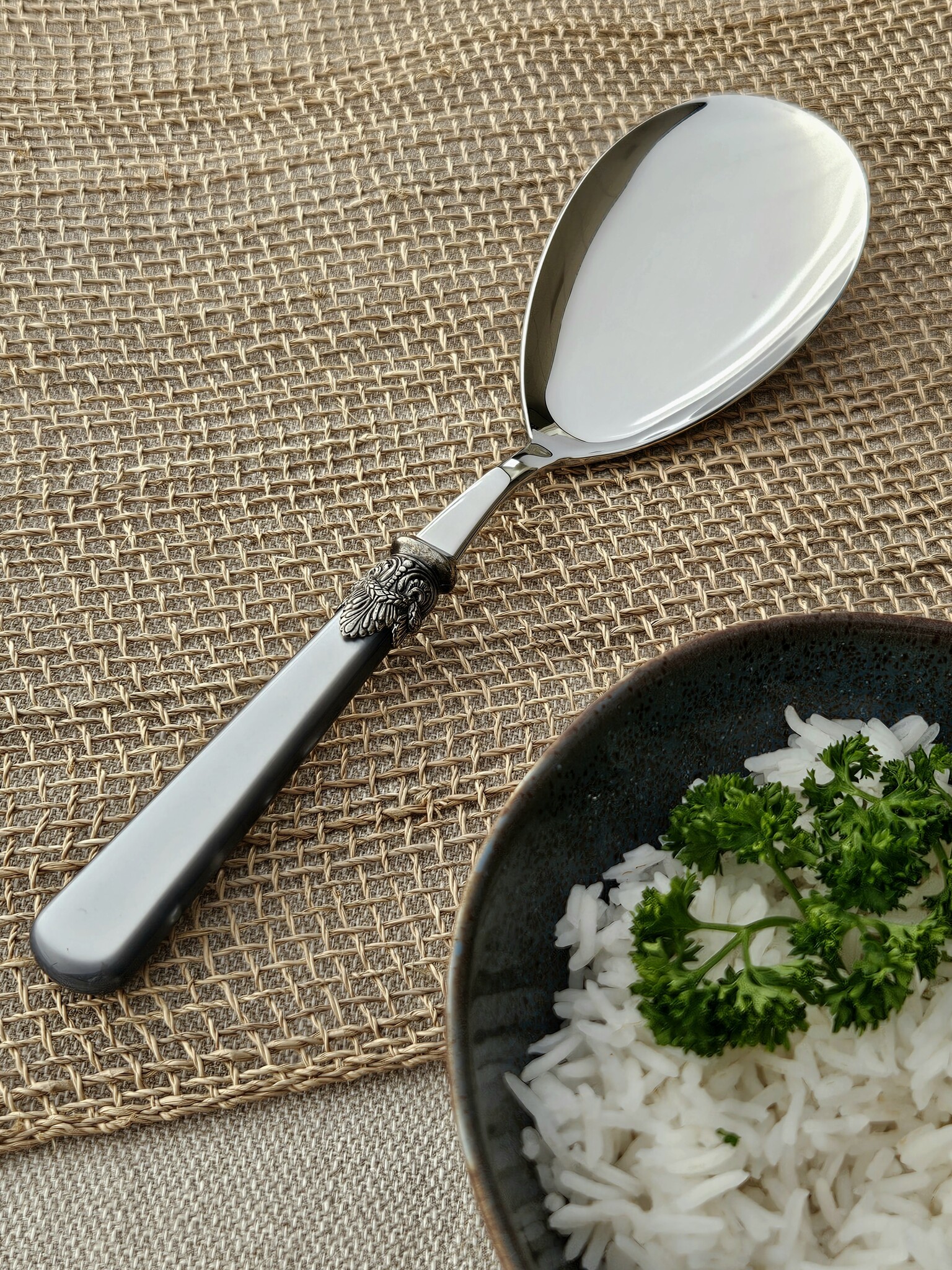 Cuchara para servir arroz, Gris (brillo nácar)