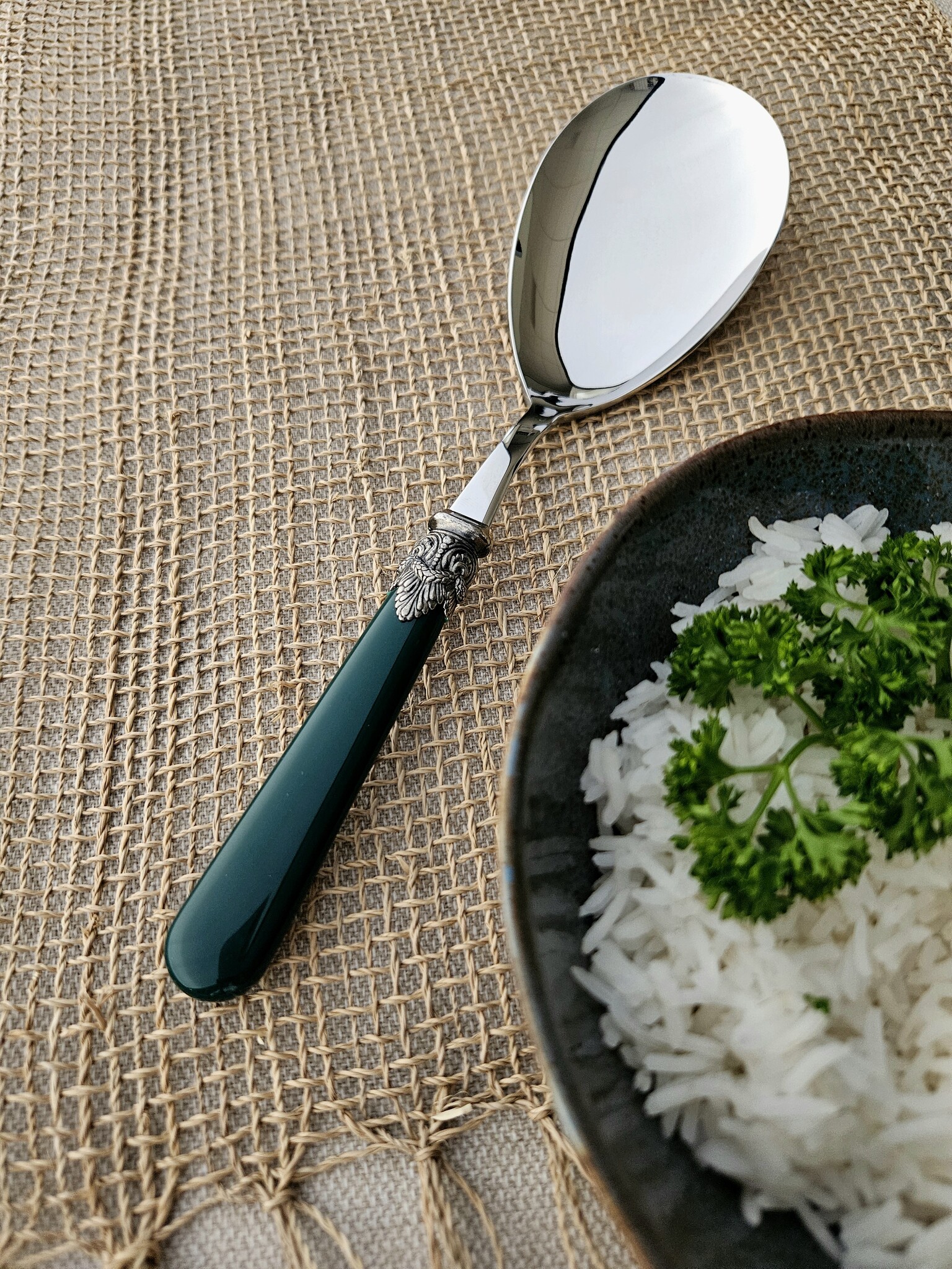 Rice serving spoon, Green (plain)