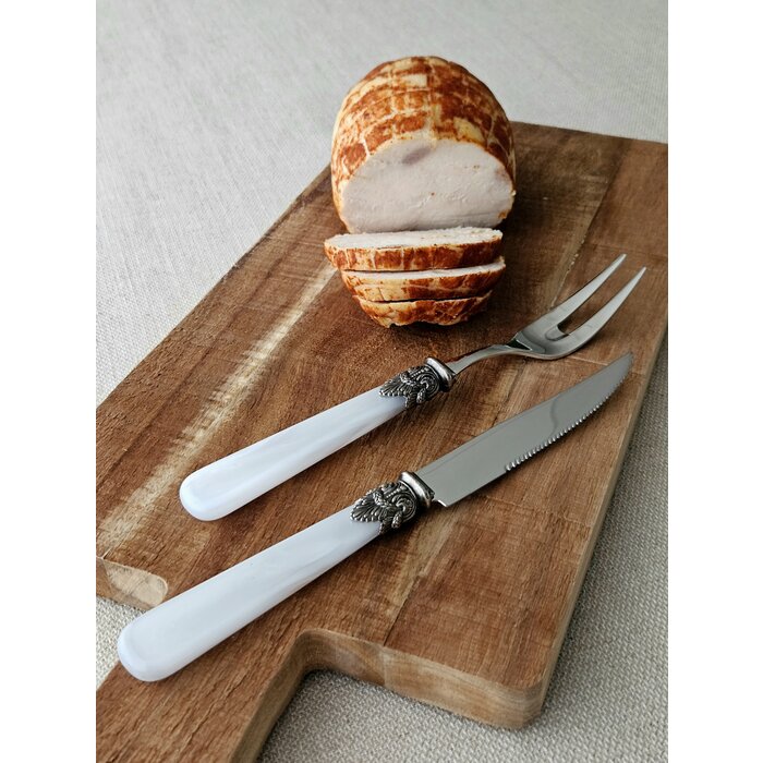 Fourchette à Viande, Blanc avec Nácar