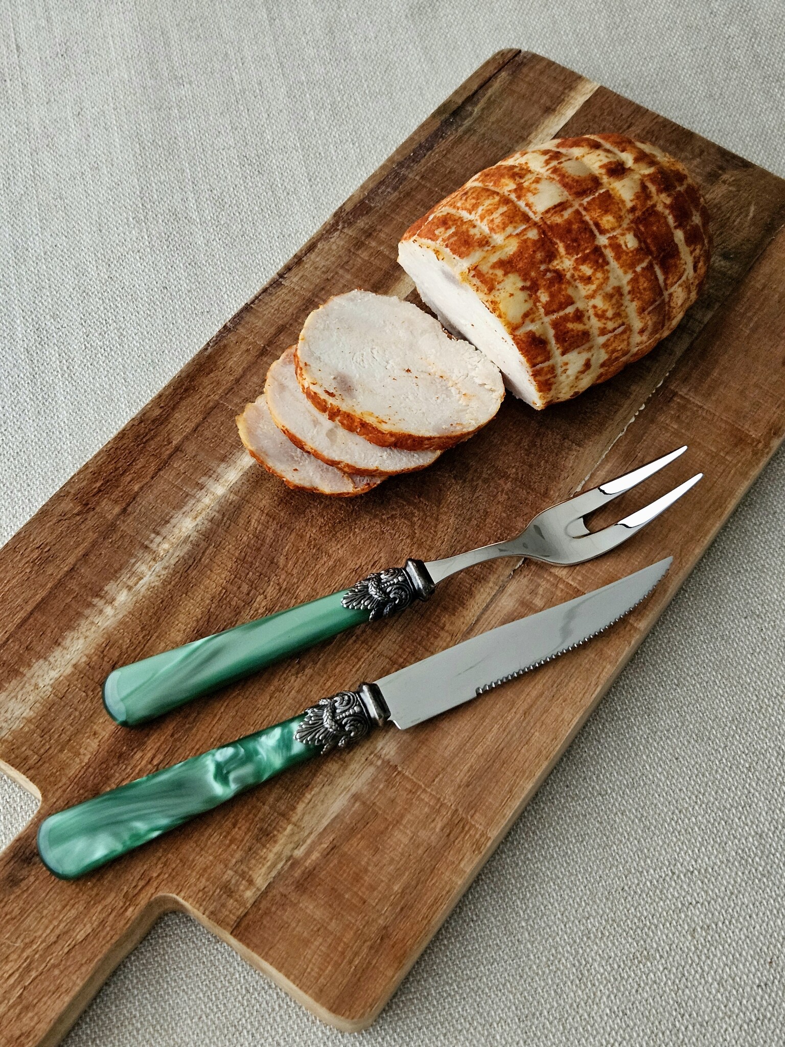 Tenedor para carne, Verde (nácar)