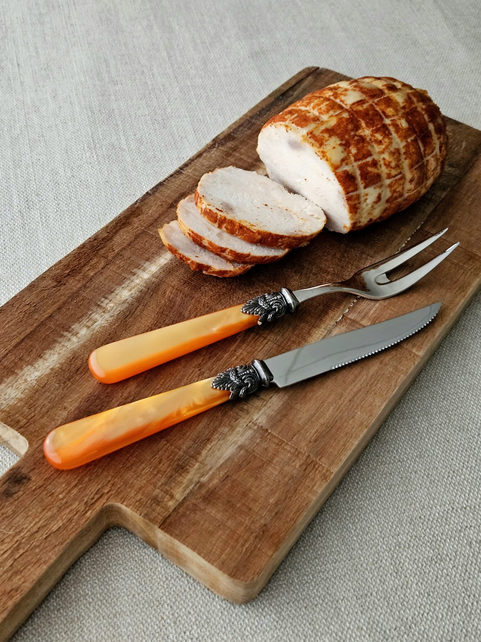Steak Knife, Orange (mother-of-pearl)