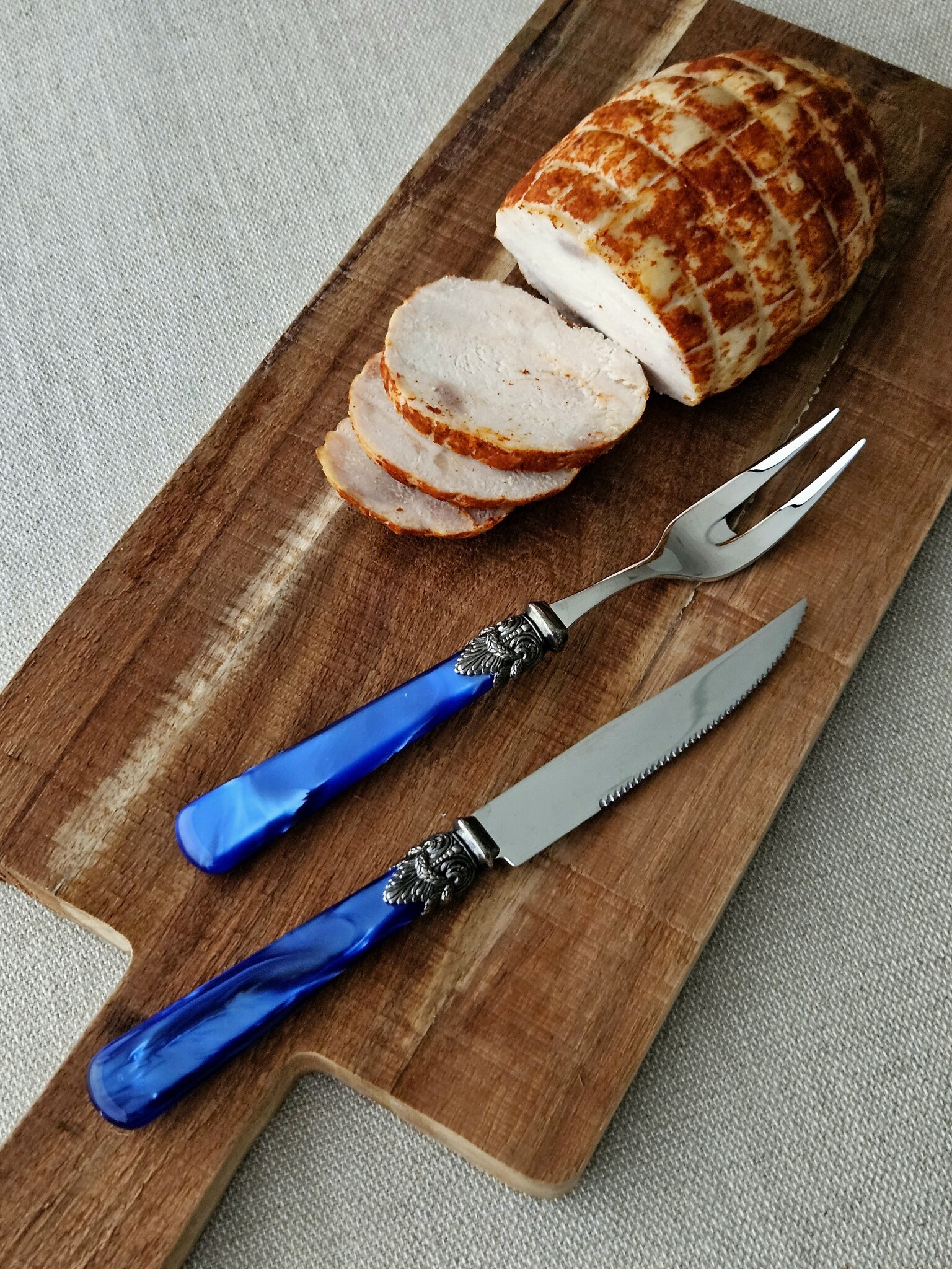 Fourchette à viande, Bleu (nacré)