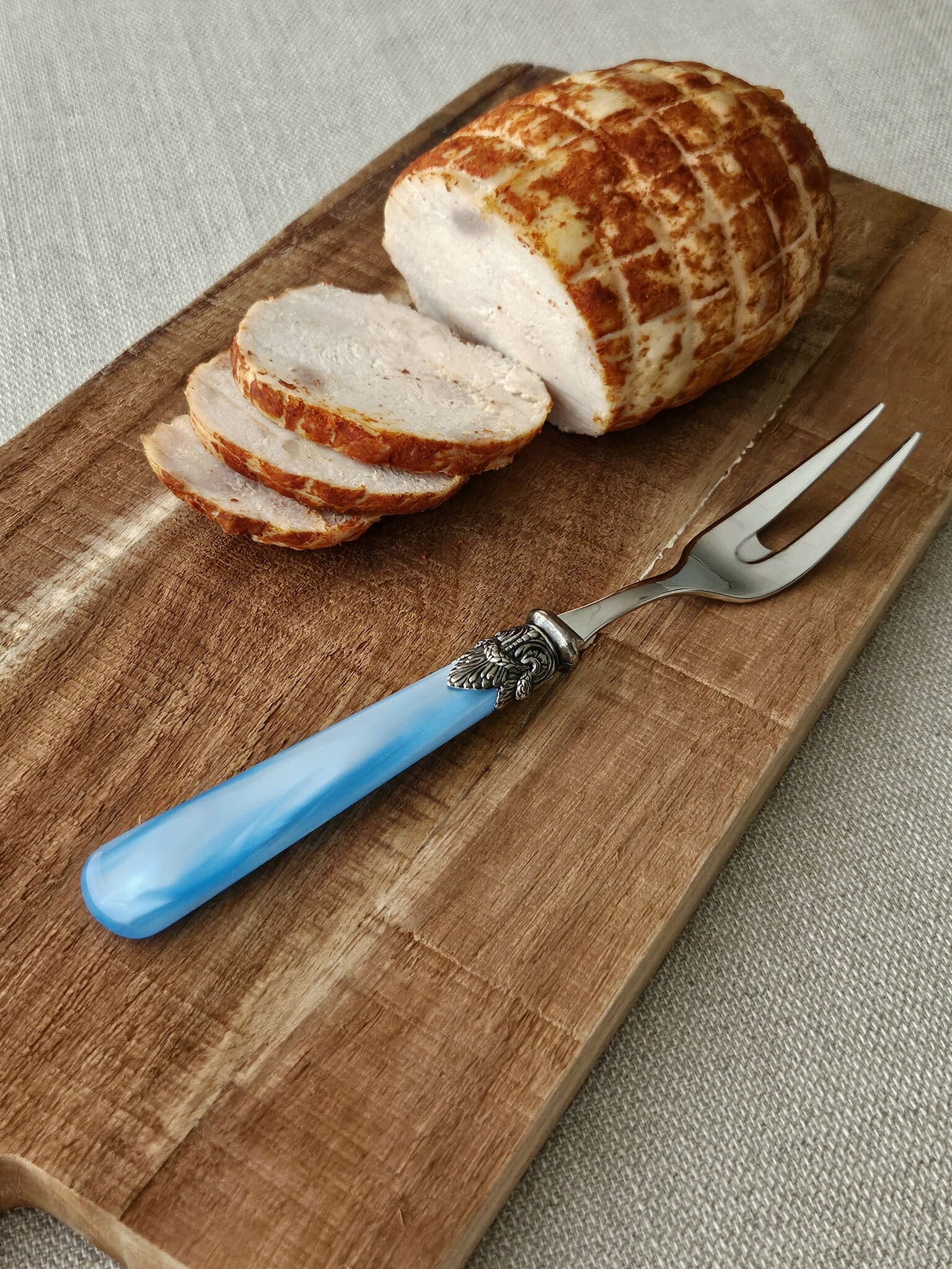 Vleesvork, Lichtblauw met Parelmoer