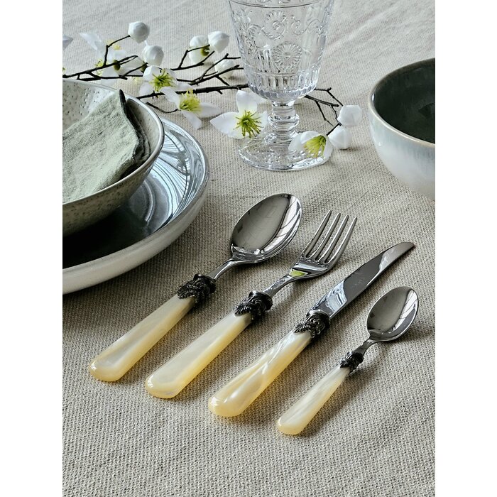 4-teiliges Tafelbesteckset, 1 Person, Elfenbein (perlmutt), ideal für das Abendessen