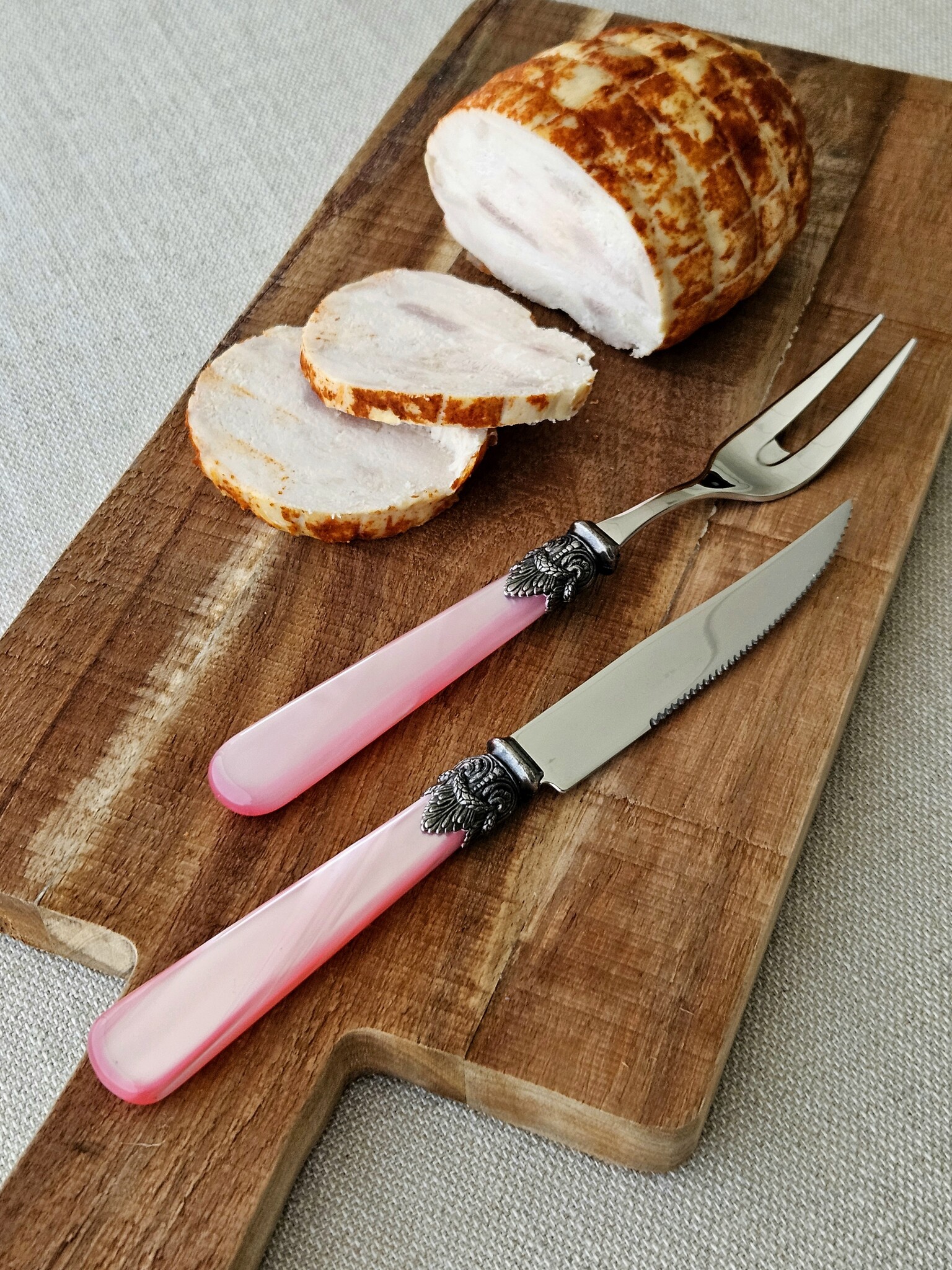Meat fork, Pink (mother-of-pearl)