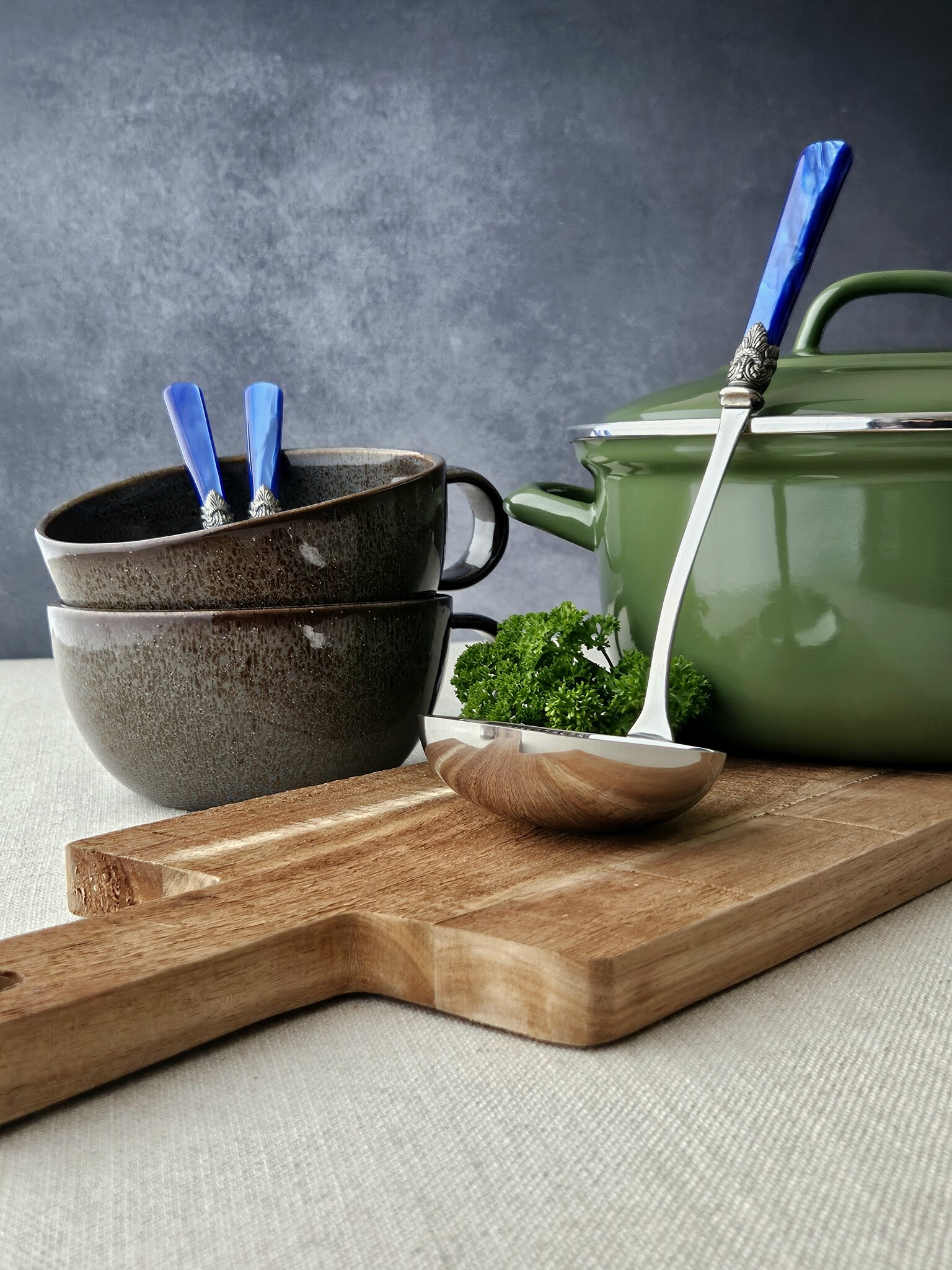 Soup ladle, Blue (mother-of-pearl)