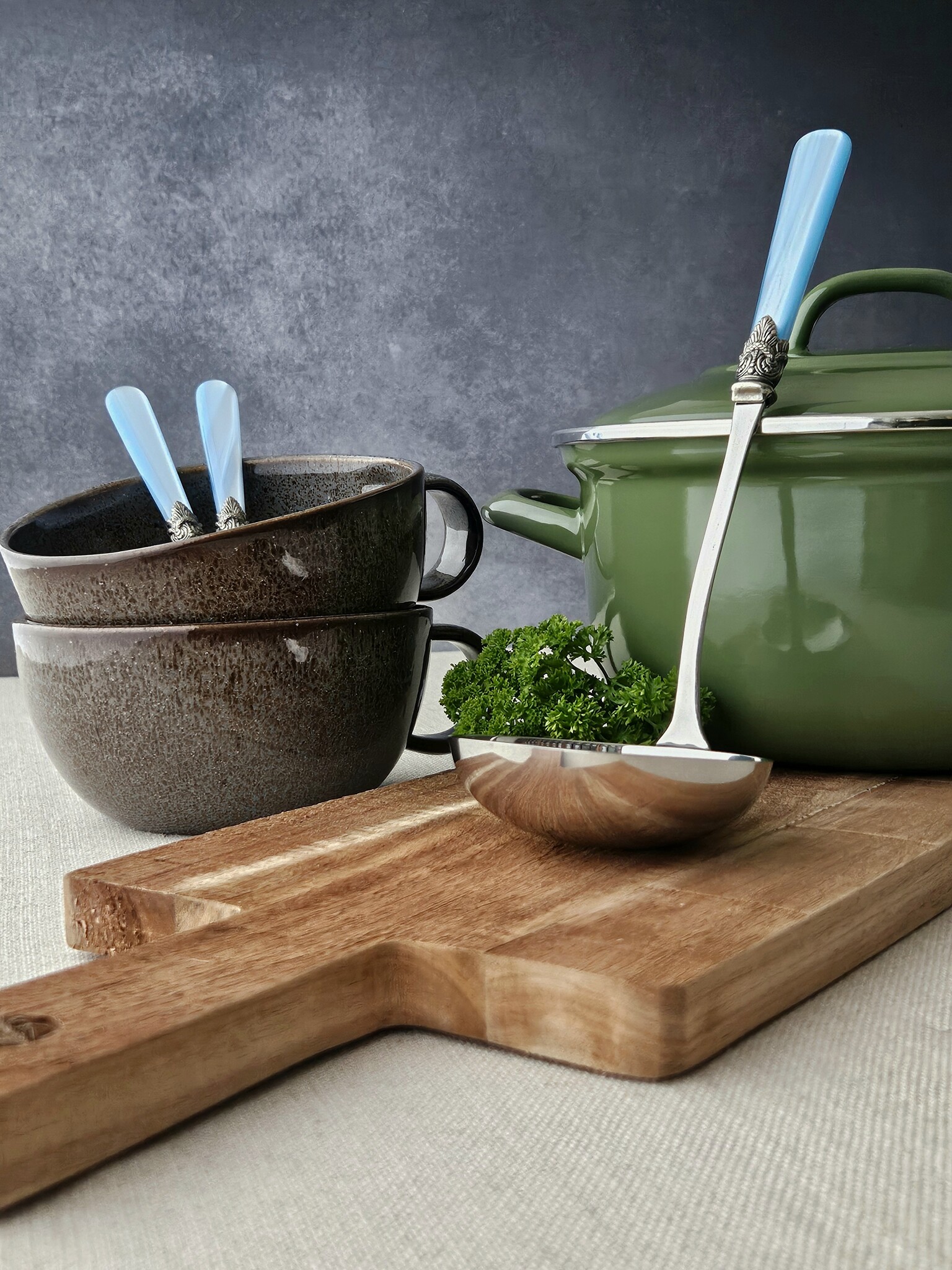 Louche à soupe, Bleu Clair (éclat nacré)