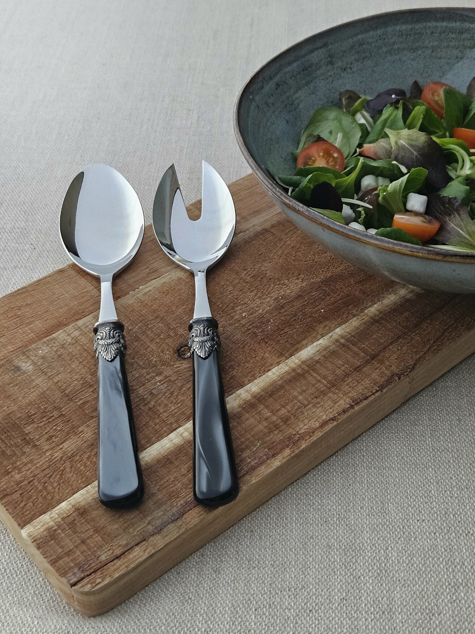 Juego de cubiertos para ensalada, Negro (brillo nácar)