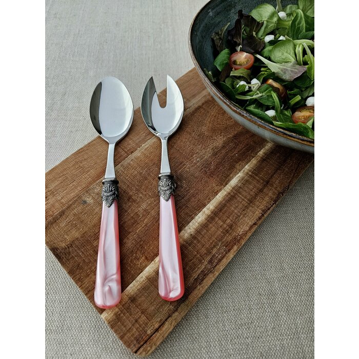 Salatbesteck, 2-teilig (Salatlöffel und Salatgabel), Rosa (perlmutt), EME Napoleon
