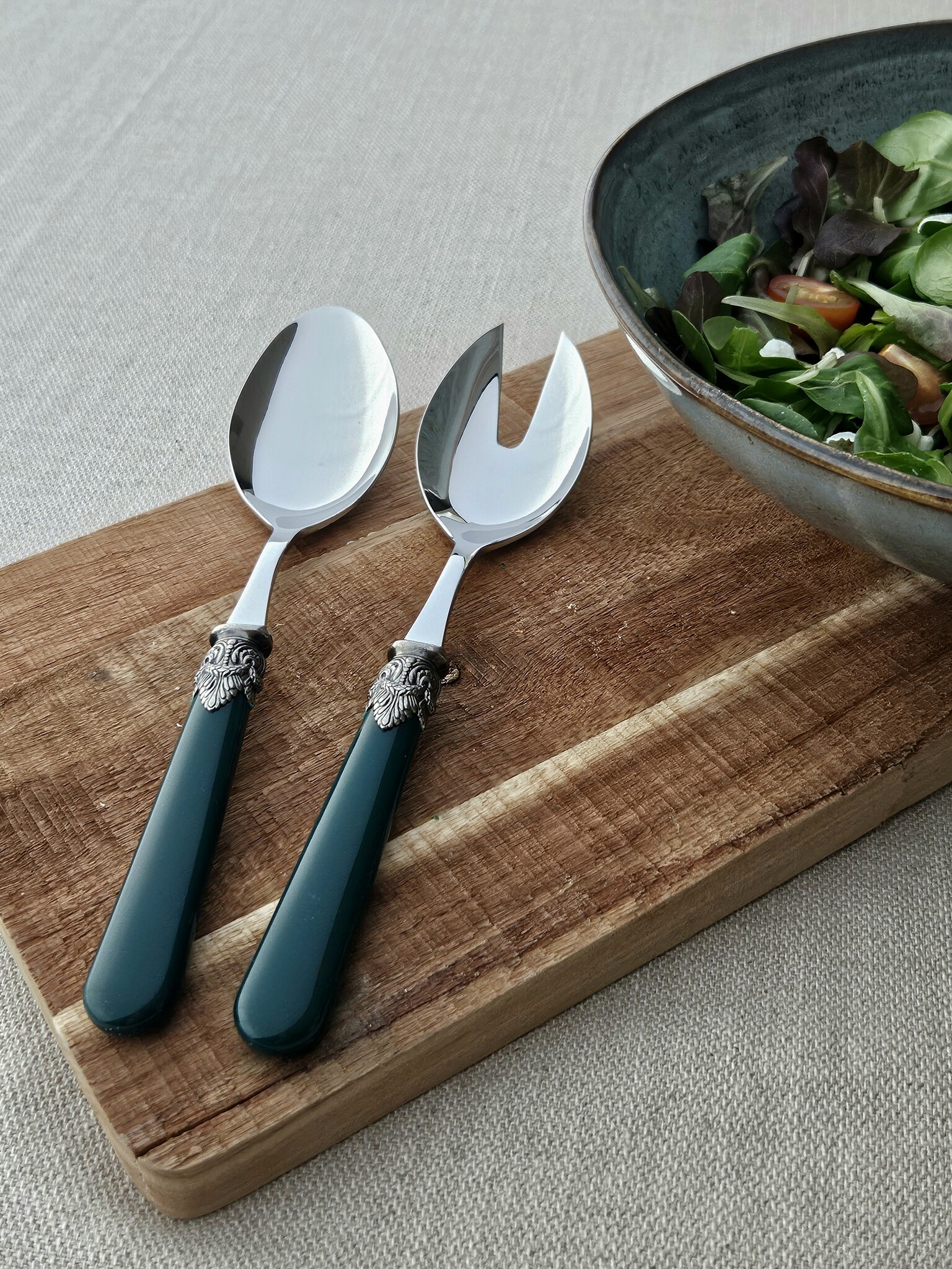 Juego de cubiertos para ensalada, Verde (liso)