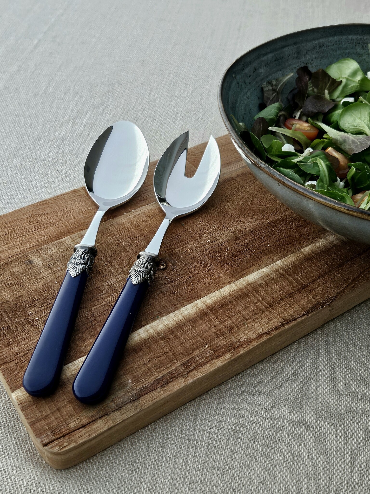 Slabestek, set met slavork en slalepel, Blauw (mat), EME Napoleon