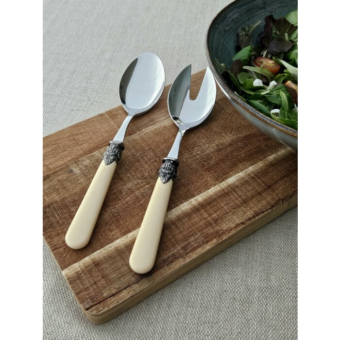 Salatbesteck, 2-teilig (Salatlöffel und Salatgabel), Elfenbein (matt), EME Napoleon