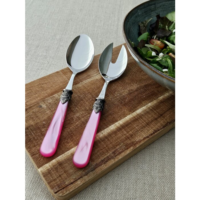 2-teiliges Salatbesteck (Salatlöffel und Salatgabel), Fuchsia (perlmutt), EME Napoleon