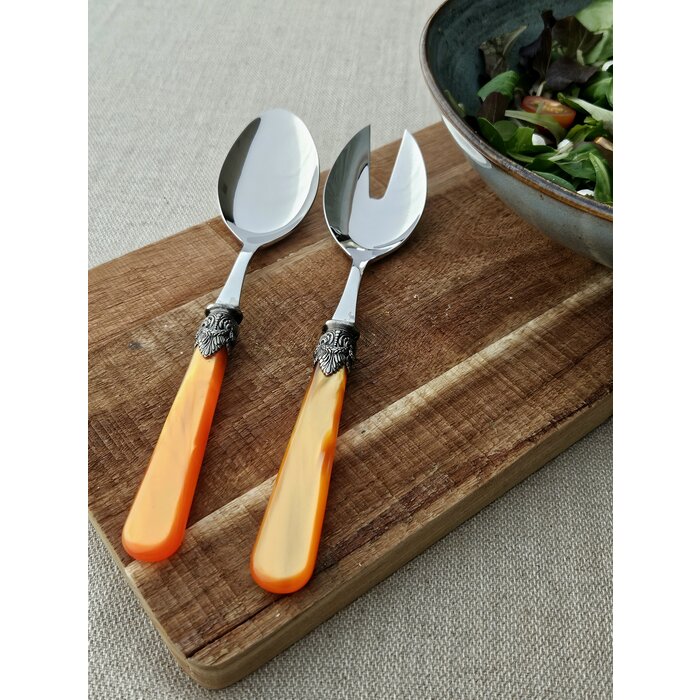 Salatbesteck, 2-teilig (Salatlöffel und Salatgabel), Orange (perlmutt), EME Napoleon