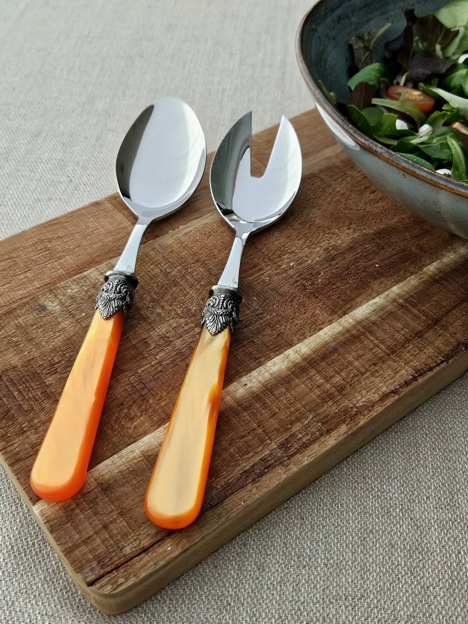 Juego de cubiertos para ensalada, Naranja (brillo nácar)