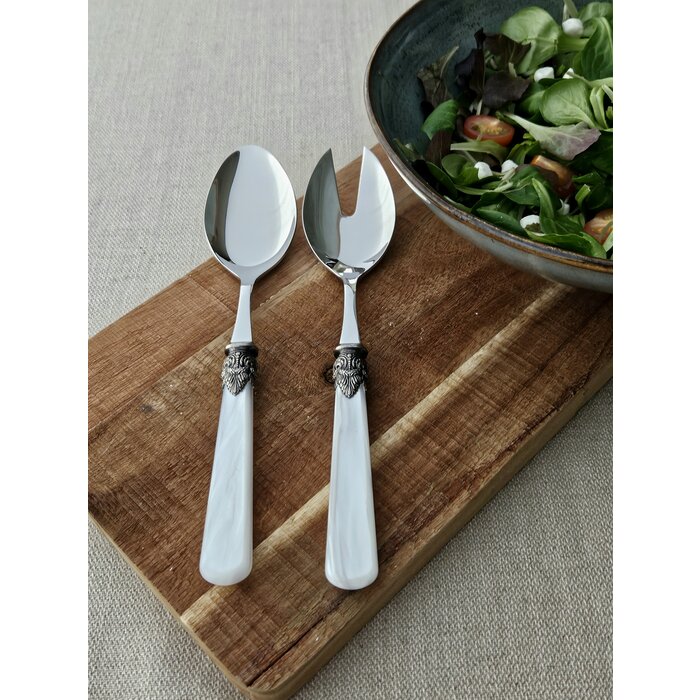 Salatbesteck, 2-teilig (Salatlöffel und Salatgabel), Weiß (perlmutt), EME Napoleon