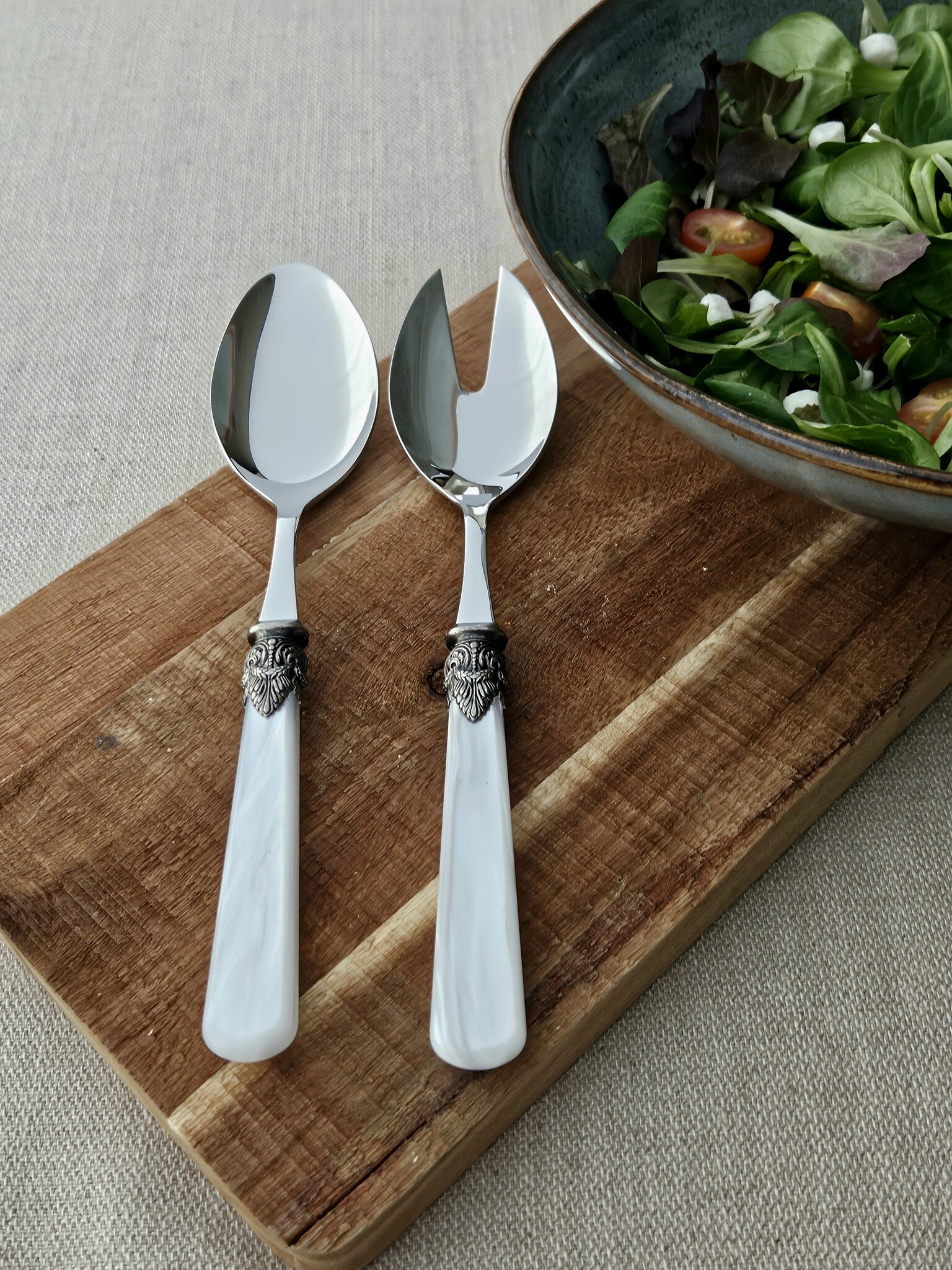 Couverts à salade, Blanc (éclat nacré)