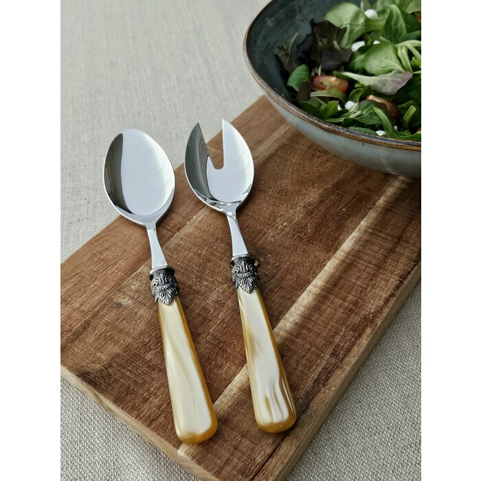 Slabestek, set met slavork en slalepel, Honing (parelmoer), EME Napoleon