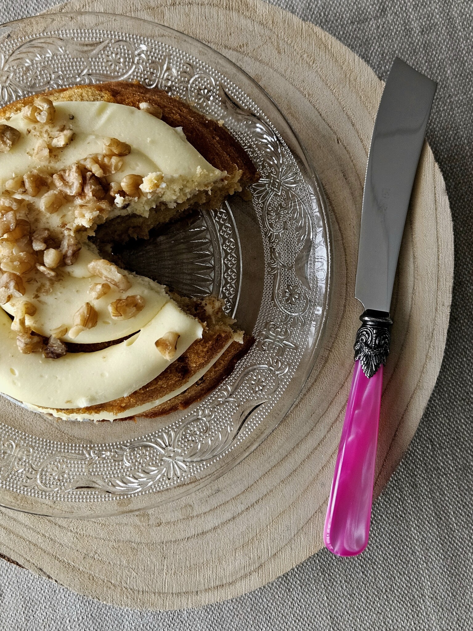 Cake knife, Fuchsia (mother-of-pearl sheen)