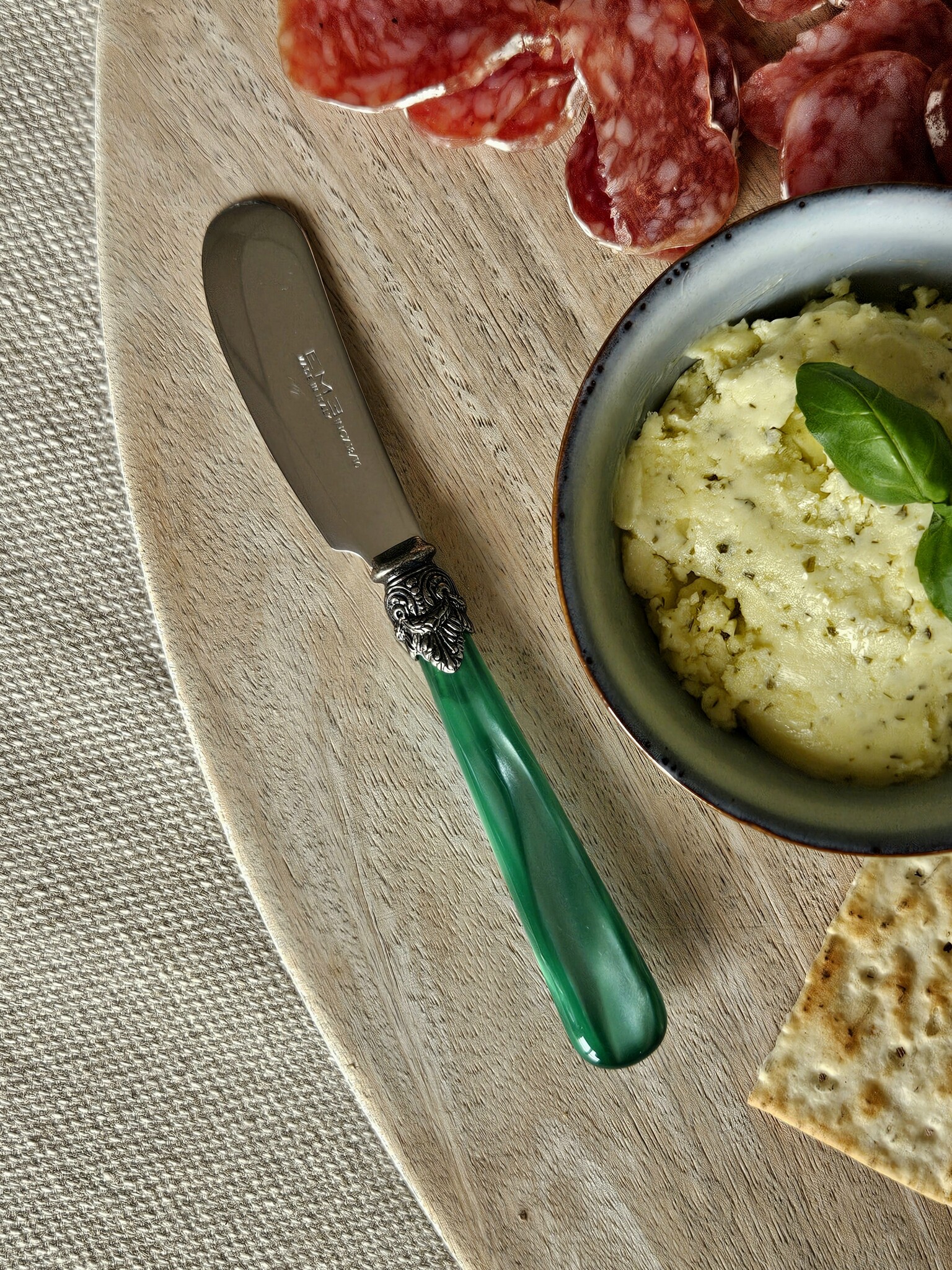 Butter knife, Green (mother-of-pearl), 5,3 inch