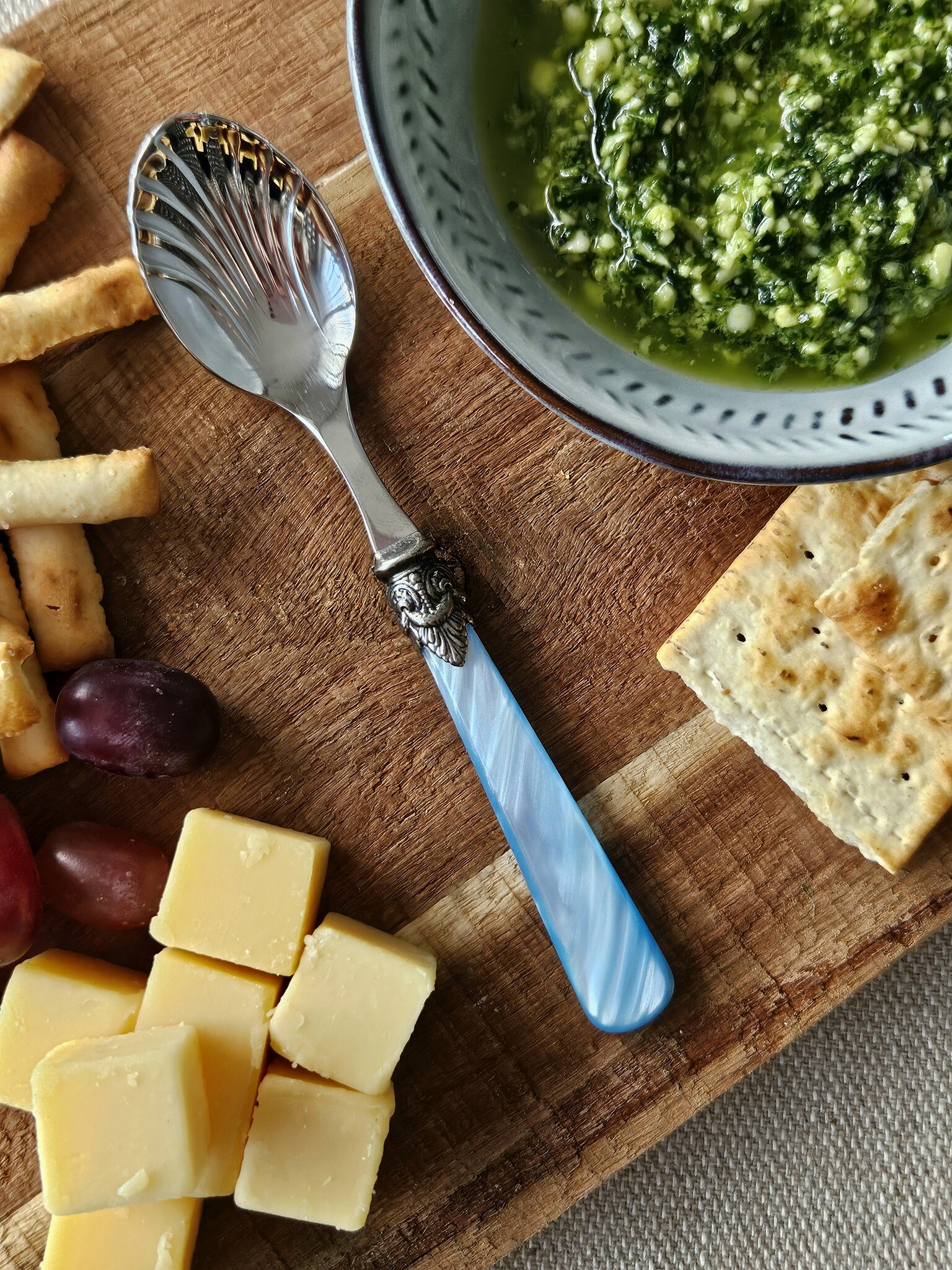 Cuchara para queso, Azul Claro (nácar)
