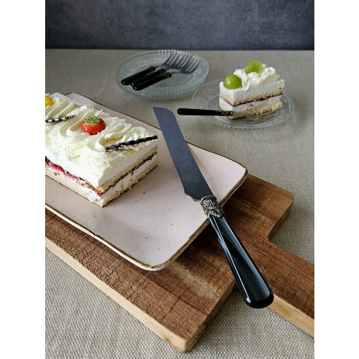 Couteau pain / Couteau à tarte, avec un manche Noir (nacré)