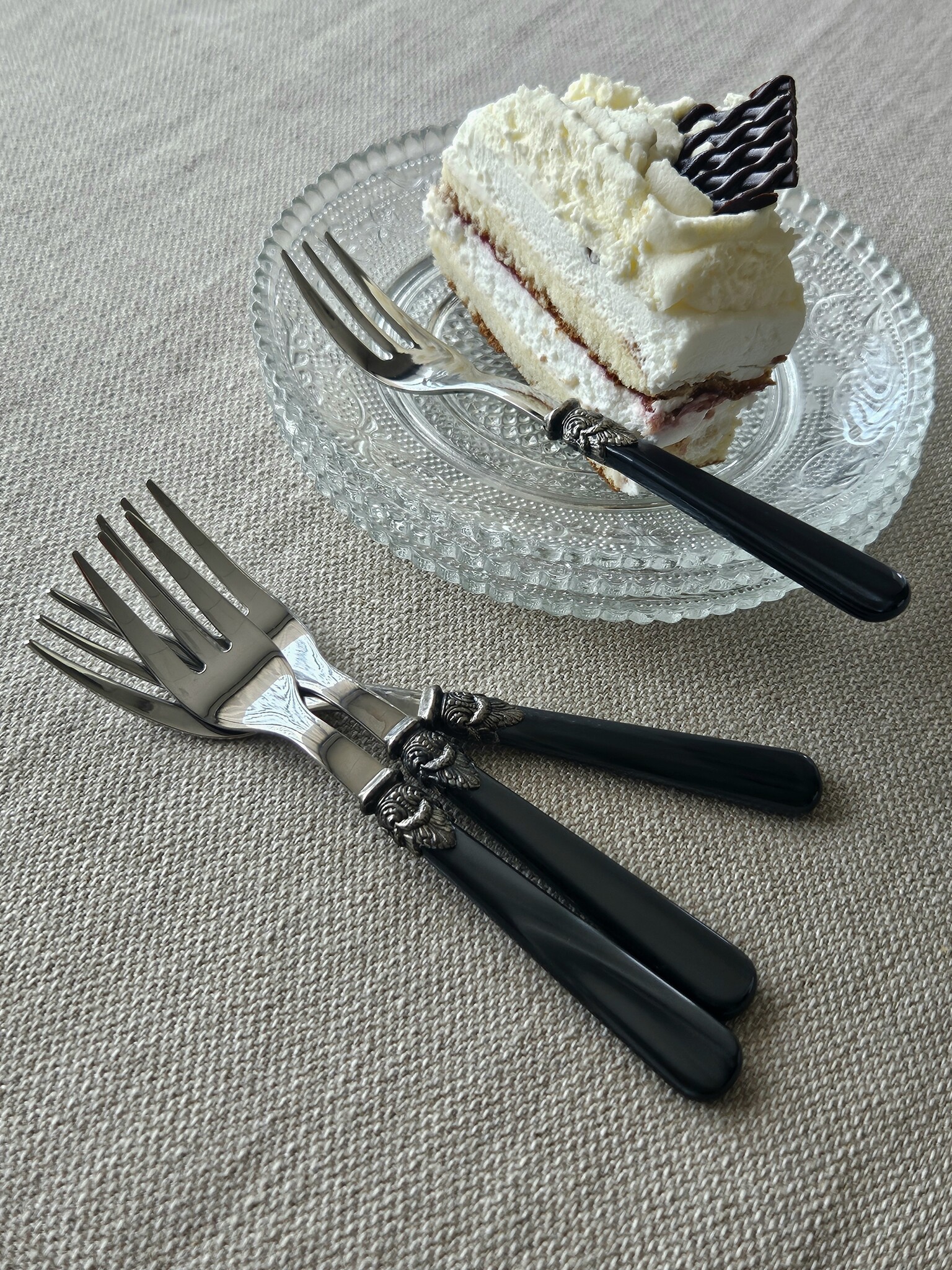 Tenedor para tarta, Negro (brillo nácar)