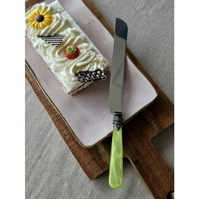 Couteau pain / Couteau à tarte, avec un manche vert (nacré)