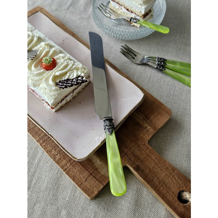 Couteau pain / Couteau à tarte, avec un manche vert (nacré)