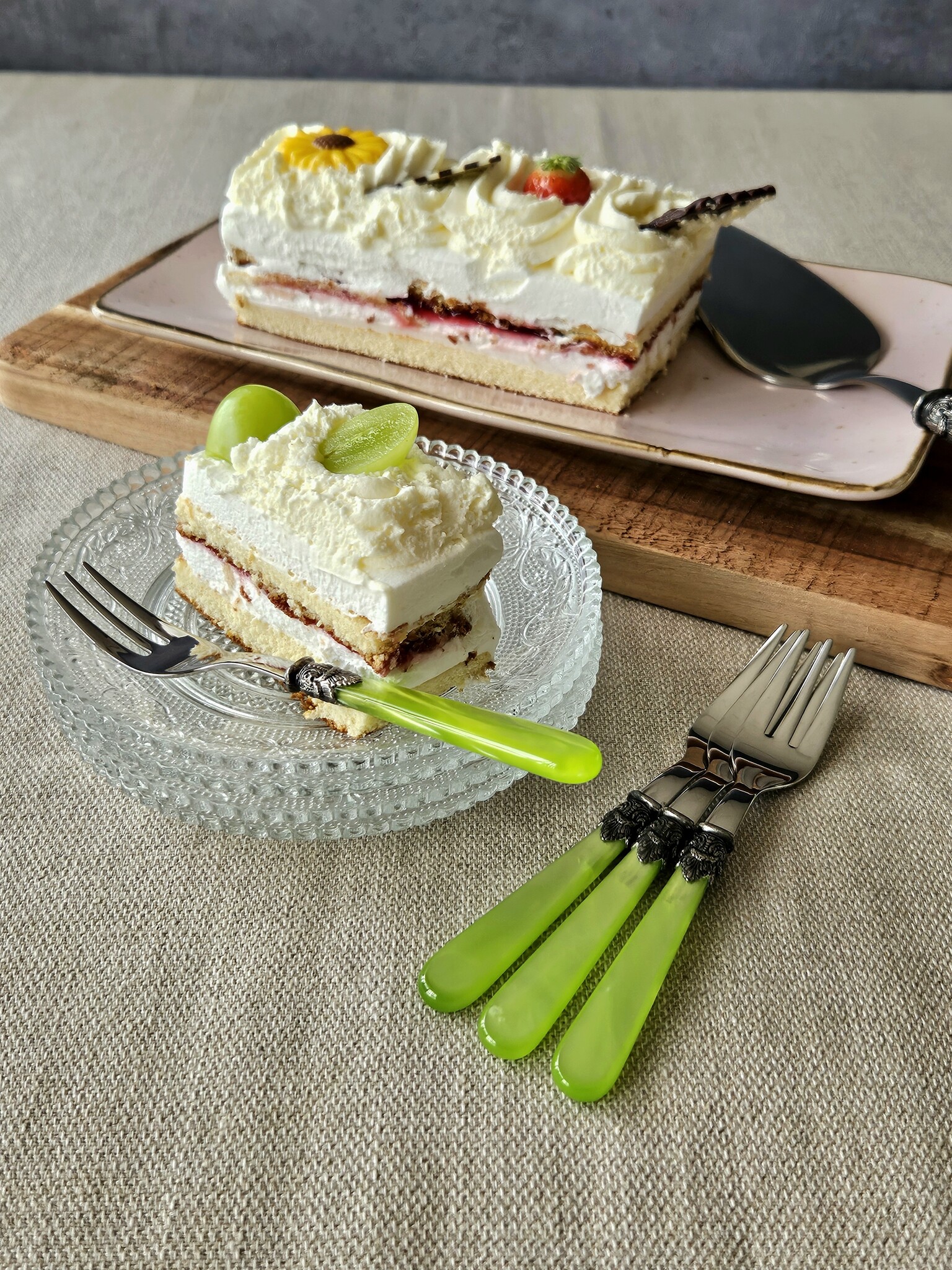 Fourchette à gâteau, Vert Clair (éclat nacré)