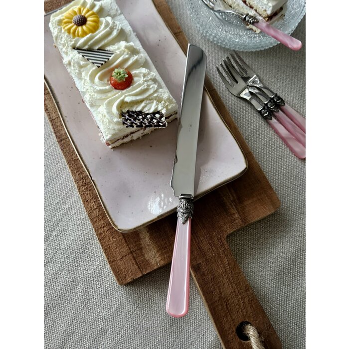 Tortenmesser / Brotmesser, mit Rosa Griff (perlmuttglanz)