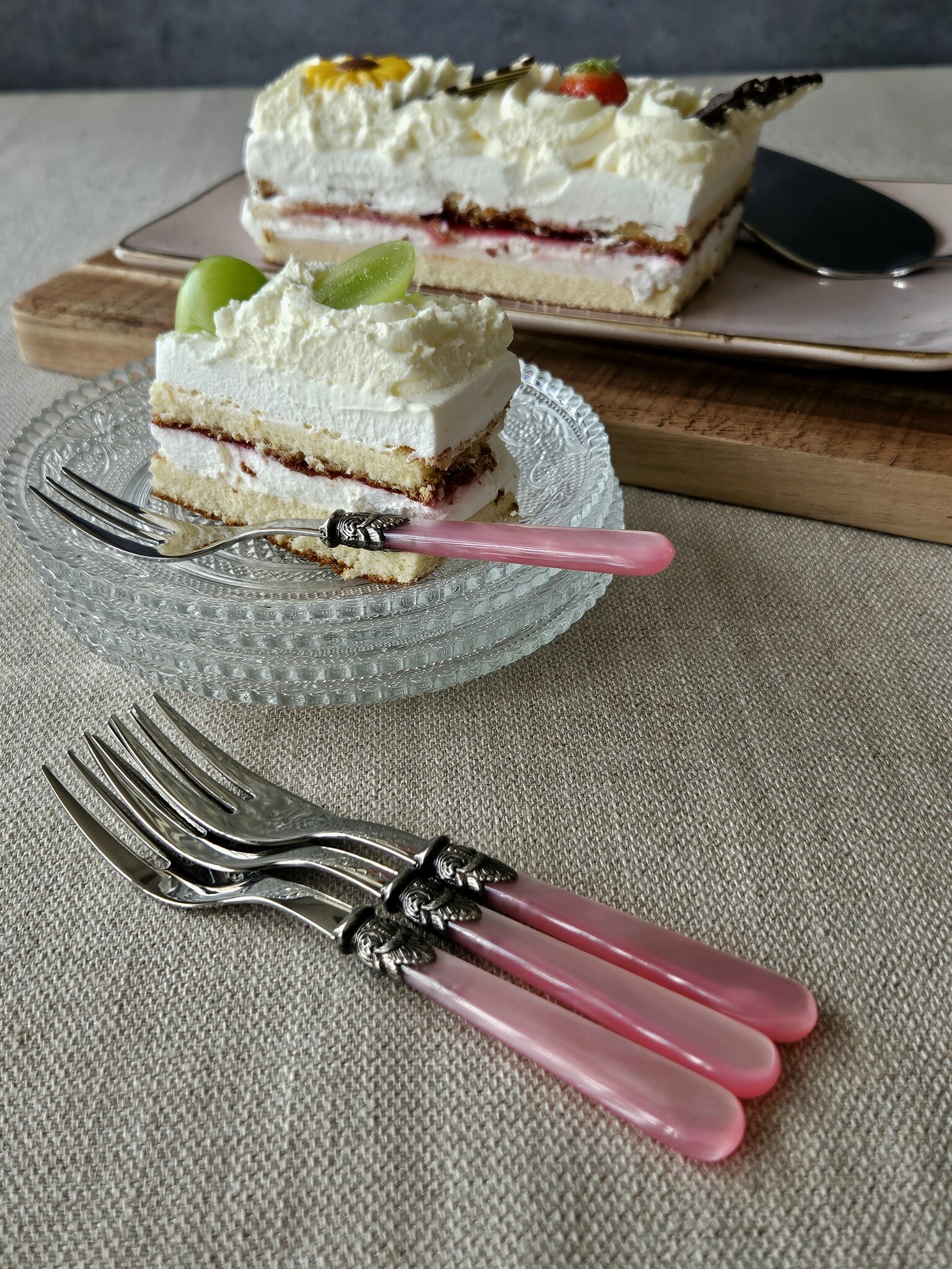 Fourchette à gâteau, Rose (éclat nacré)