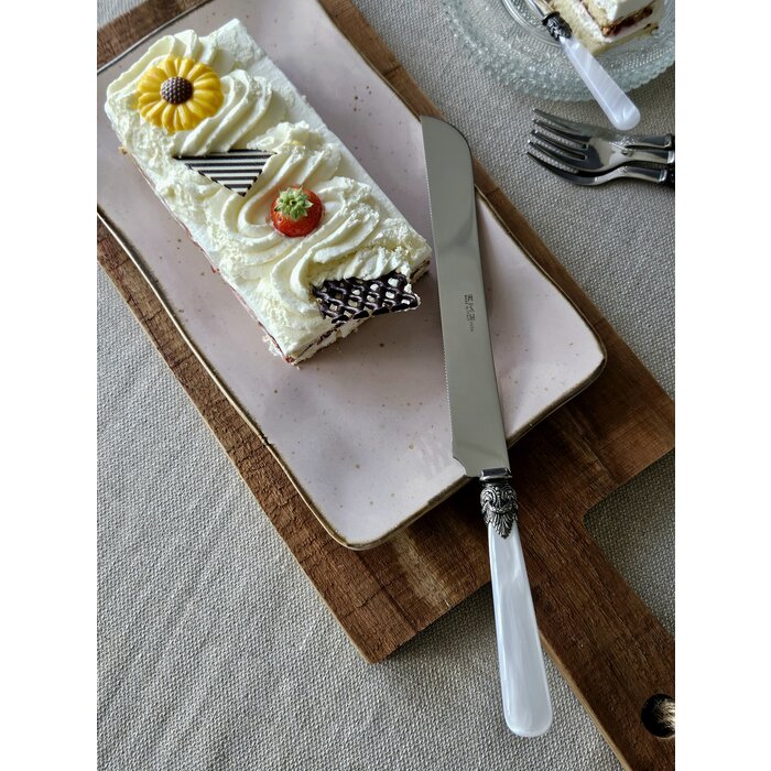 Taartmes, met groen Wit handvat (parelmoer), EME Napoleon